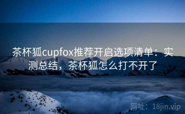 茶杯狐cupfox推荐开启选项清单：实测总结，茶杯狐怎么打不开了