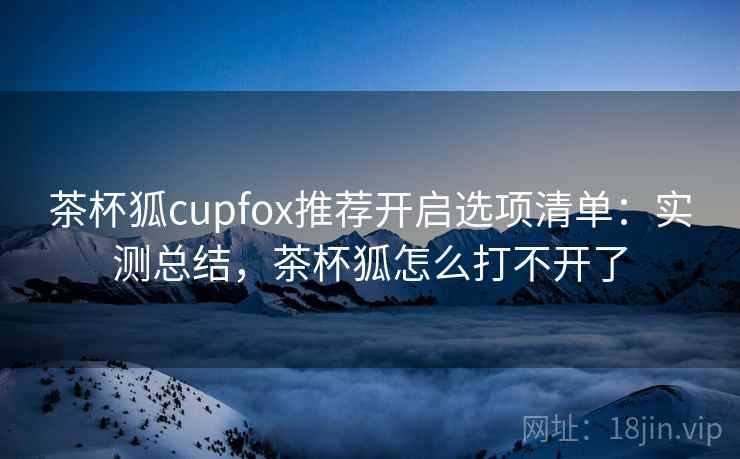 茶杯狐cupfox推荐开启选项清单：实测总结，茶杯狐怎么打不开了